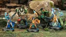 Miniatures of Warcrow Adventures, the Board Game by Corvus Belli