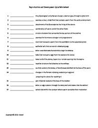 Reproduction And Development Quiz Worksheet For Biology Ii Biology Parenting Techniques Worksheets