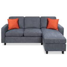 Shop for sofa chaise clearance online at target. Best Choice Products Linen Sectional Sofa Couch W Chaise Lounge 3 Seat Design Reversible Ottoman Bench Blue Gray Walmart Com Walmart Com