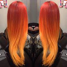 Maybe you would like to learn more about one of these? Beautiful Fiery Red To Orange To Yellow Ombre Using Only Wella Color Fire Hair Burnt Hair Fire Hair Hair Inspo Color