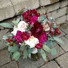 Find over 100+ of the best free bouquet of flowers images. Berry Colored Bridal Bouquet With Burgundy Dahlia And Hypericum Blush Roses Pink Stock Chocolate Lace Flo Bridal Bouquet Fall Bridal Bouquet Wedding Flowers