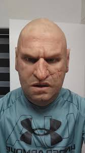 The Mobster mask with receding hair & eyebrows by Evolution Masks Painted &  haired by Melissa Gardner Only at:  https://evolutionmasks.com/shop/realistic-masks/the-mobster-silicone-mask/