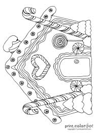 If you need a simple coloring page for your children, you can use house coloring pages.it is a fun activity for your children because it seems that they are painting their houses and it helps kids to develop their habit of coloring and painting, introduce them new colors, improve the creativity and motor skills. Gingerbread House With Candy Canes Coloring Page Print Color Fun