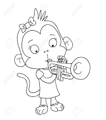 Just click to print out your copy of this trumpet coloring page. Cute Monkey Playing Trumpet Coloring Page Stock Photo Picture And Royalty Free Image Image 69128131