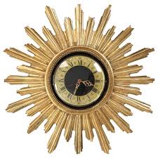 Wonderful sunburst clock by syroco. Sunburst Clock Vintage 2 For Sale On 1stdibs