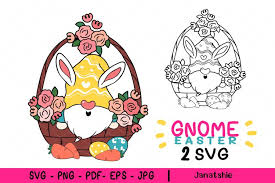 Download Cute Bunny Easter Gnome Clipart Gnome Svg Outline 1181730 Illustrations Design Bundles