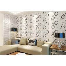 Wallpaper shapes the perfect backdrop for the brilliant blue accents [design: Pvc Printed Drawing Room Wallpaper Rs 800 Bundle S Chauhan Multi Designs Id 18887324933