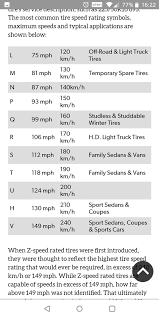 Tire speed rating or the speed index/symbol specify the top speed at which the tire can carry a load corresponding to its load index, under service conditions specified by the speed rating is identified as a part of the tire size designation or the tire's service description, together with the load index. W Vs V Speed Rating