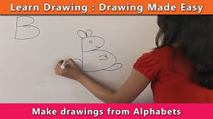 how to draw using alphabets learn drawing for kids learn drawing step by step for children