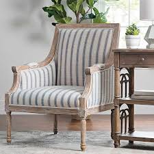 Mckenna Blue Striped Accent Chair From Kirkland S Stripe Accent Chair Blue Accent Chairs Accent Chairs For Living Room