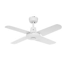 Indoor/outdoor flat white ceiling fan with remote control. Swift Mini Ceiling Fan White Metal 36