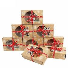 Gift paper box with window kraft packaging boxes storage 20 pcs/lot party supply. Ourwarm 12 24pcs Kraft Paper Christmas Cookie Gift Boxes With Clear Window 18 12 5cm New Year Favors Boxes For Cookies Treats Buy At The Price Of 12 46 In Aliexpress Com Imall Com