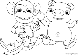 Unique coloring book for fans of cocomelon with adorable version for stress… by eliot tagle paperback s$9.38. Cocomelon Monkey And Pig Coloring Page Coloringall