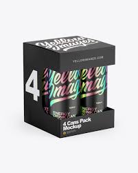Download Box W Matte Cans Mockup In Can Mockups On Yellow Images Object Mockups PSD Mockup Templates