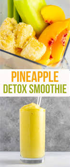 Pineapple Detox Smoothie With Cucumbers Celery Lemon Peaches Ginger And Frozen Bananas A Healthy Detox Smoothie Recipes Cucumber Smoothie Pineapple Detox