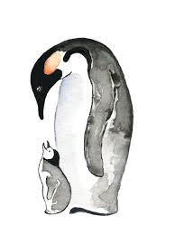Penguin And Baby Emporer Penguin And Baby Nursery Penguin Print Antarctic Penguin Watercolour Painting Of Pen Penguin Watercolor Penguin Art Watercolor Art