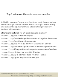 To be considered for top occupational therapy jobs, your cover letter must demonstrate your skills and. Top 8 Art Music Therapist Resume Samples