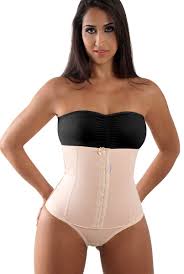 Cinta Abdominal Com Calcinha 4 Barbatanas Abertura Frontal Bege Cinta Abdominal Cintas Abdominais