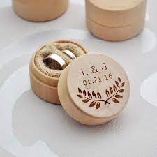 Personalised Wooden Ring Box With Wreath In Natural Wood Custom Ring Box Rustic Wedding Rings Ring Box Wedding Rustic