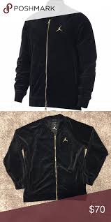 Black And Gold Bomber Jacket Mens Air Jordan Mens Jsw Velour Track Jacket Ah2357 010 Track Jackets Jackets Jordan Jackets