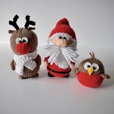 Knitted christmas decorations knit christmas ornaments noel christmas homemade christmas crochet ornaments christmas patterns simple christmas xmas baubles handmade ornaments. Santa Rudolph And Robin Pattern By Amanda Berry Christmas Knitting Patterns Free Crochet Christmas Decorations Christmas Knitting Patterns