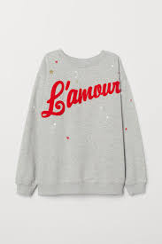 Sweatshirt With A Motif Light Grey Marl L Amour Ladies H M Gb Sweatshirts Sweatshirt Fabric Hm Sweatshirt