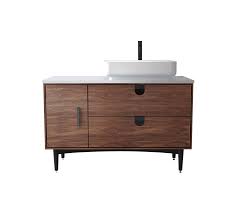 The vanity is made up of a combination of mdf wood and solid poplar. Karton Republic Portree 48 Walnut Mid Century Free Standing Bathroom Vanity Keetchen