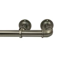 Mine ended up being quite a bit different {since i had to use two along my window wall in my dining room}, but i certainly wouldn't have thought to do this without inspiration from the house of hepworths. Better Homes Gardens 40 120 Industrial Pipe Wrap Around Single Curtain Rod Set 1 Diameter Antique Pewter Finish Walmart Com Walmart Com