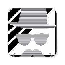 Hat Glasses Mustache Man Black And Gray Square Sticker Christmas Stickers Xmas Eve Custom Holiday Merr Christmas Stickers Stickers Christmas Mustache Men