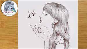 Frequency 1 video / day How To Draw A Cute Girl With Butterfly Pencil Sketch For Beginners Drawing Tutorial Youtube