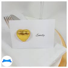 Top 10 christmas dinner party games to make your holiday gathering festive and fun! Personalised Place Cards With Chocolate Heart Favour Name Etsy Personalized Place Cards Heart Favors Chocolate Hearts