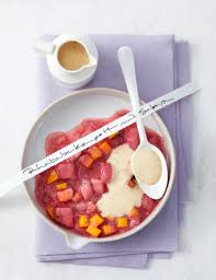 Rhabarber Mango Kompott Mit Sabayon Rezept Rezept Rhabarber Asiatische Desserts Rezepte