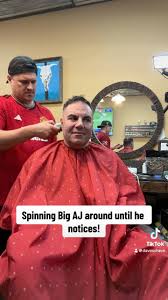 Spinning #BigAJ around until he says something!😵‍💫🤣#barber #barbershop  #davesshave #ajandbigjustice #barberprank #costcoguys #boom #bigjustice  #njbarber