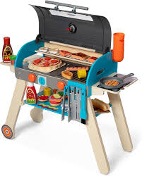 Melissa & Doug Wooden Deluxe Barbecue Grill, Smoker and Pizza Oven Play  Food Toy for Pretend Play Cooking for Kids