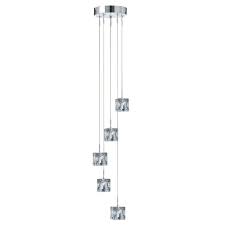Glacier Glass 5 Light Led Cascade Ceiling Pendant Chrome Lyco