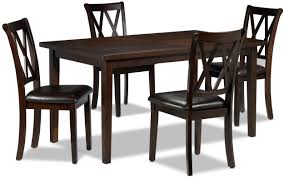 The mason 5 piece rectangular butterfly table and chair dining set by aamerica at conlin's furniture in the montana, north dakota, south dakota, minnesota create a rustic modern look for your dining room or kitchen with a set from this dining collection. Lauren 5 Piece Dinette Set Dark Brown Leon S