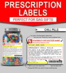 Choose from 1,363 printable design templates, like prescription bottle posters, flyers, mockups, invitation cards, business cards, brochure,etc. Gag Prescription Label Templates Printable Chill Pills Funny Gag Gift
