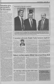 Undergraduate researchers are on display during forumApril 22-26 Students  own Statler Hotel for the weekend Seniorwins Wallenb