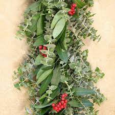 It features noble fir, seeded eucalyptus, 3 clu Eucalyptus Berry Classic Red Green Holiday Garland By Creekside Farm Creekside Farms