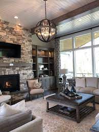 64 Idea Decorating A Narrow Living Room Layout With A Fireplace And Tv 51 Rustic Living Room Living Room With Fireplace Living Room Lighting