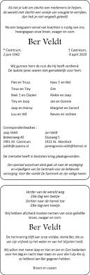Overleden Ber Veldt 2 06 1942 08 04 2020