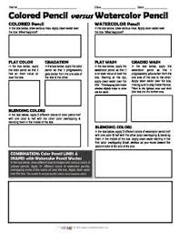 Colored Pencil Versus Watercolor Pencil Worksheet Watercolor Pencil Worksheet Watercolor Pencils Basic Watercolor