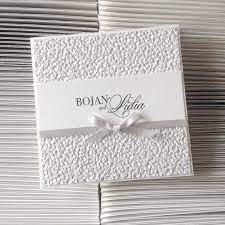 Classic Square Wedding Invitation With Pebble Embossed Paper And Silver Bow Wedding Invitation Cards Square Wedding Invitations Wedding Cards