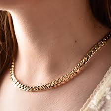 Primavera 24k gold over silver figaro chain necklace. 7mm Thick Curb Chain Necklace Simple Gold Chain Necklace Etsy Gold Chain Necklace Chain Necklace Necklace