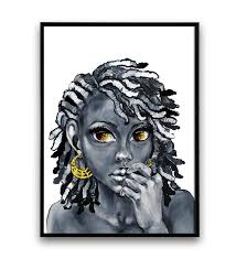 Black And White African Art Minimalist African Girl Portrait Painting Black And White Black And White Portraits African Art Black And White Wall Art