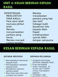 Terjawab • terverifikasi oleh ahli. Unit 4 Kesan Beriman Kepada Rasul