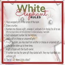 Each participant supplies one wrapped gift of approximately similar value. White Elephant Gift Exchange Rules And Printables White Elephant Christmas Christmas Gift Games Christmas Gift Exchange Games