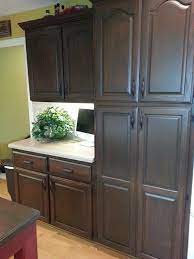 Antique Walnut Cabinet Transformation Staining Cabinets Stained Kitchen Cabinets Gel Stain Kitchen Cabinets