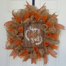 Beautiful And Full Deco Mesh Wreath Averaging 22 In Diameter Accented With Orange Deco Swirls And Orange Chevron Fall Mesh Wreaths Diy Fall Wreath Diy Wreath