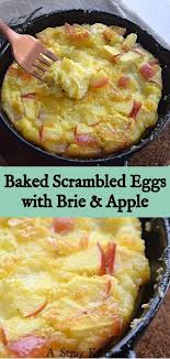 Brie And Apple Scrambled Egg Bake A Stray Kitchen Recipe In 2020 Baked Eggs Light Breakfast Scrambled Egg Bake